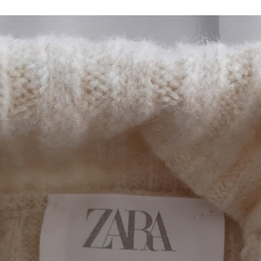 Zara NWT Cream Ribbed Cropped Turtleneck Sweater Long Sleeve Minimalist S XS - Picture 4 of 12
